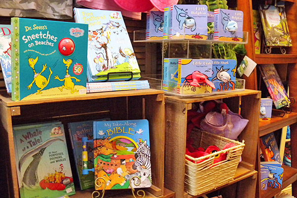 a shelf of children's books