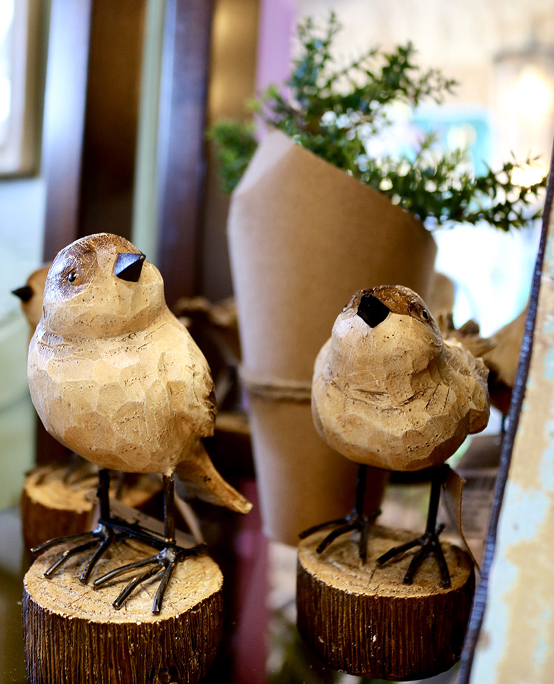 miniature wooden birds